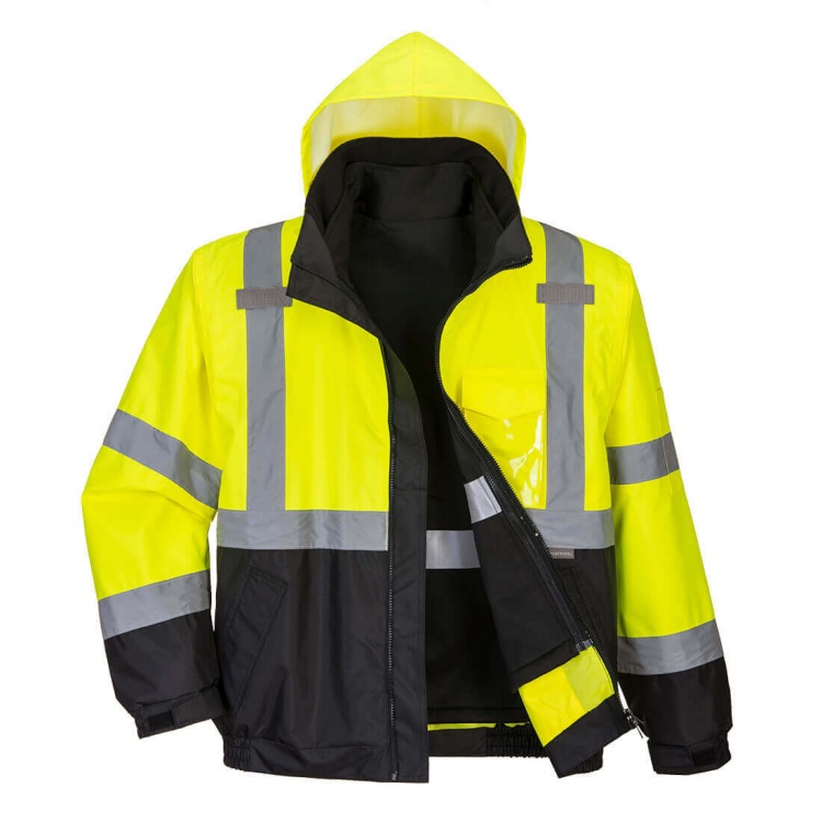 Portwest S365 - Hi-Vis Premium 3-in-1 Bomber Jacket with A Detachable Zip Sweater